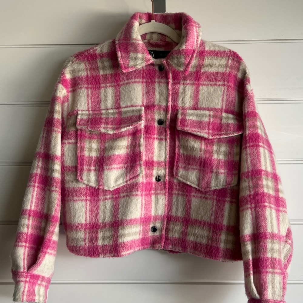 Zara Size Small Pink Plaid Shacket Like-New Condition